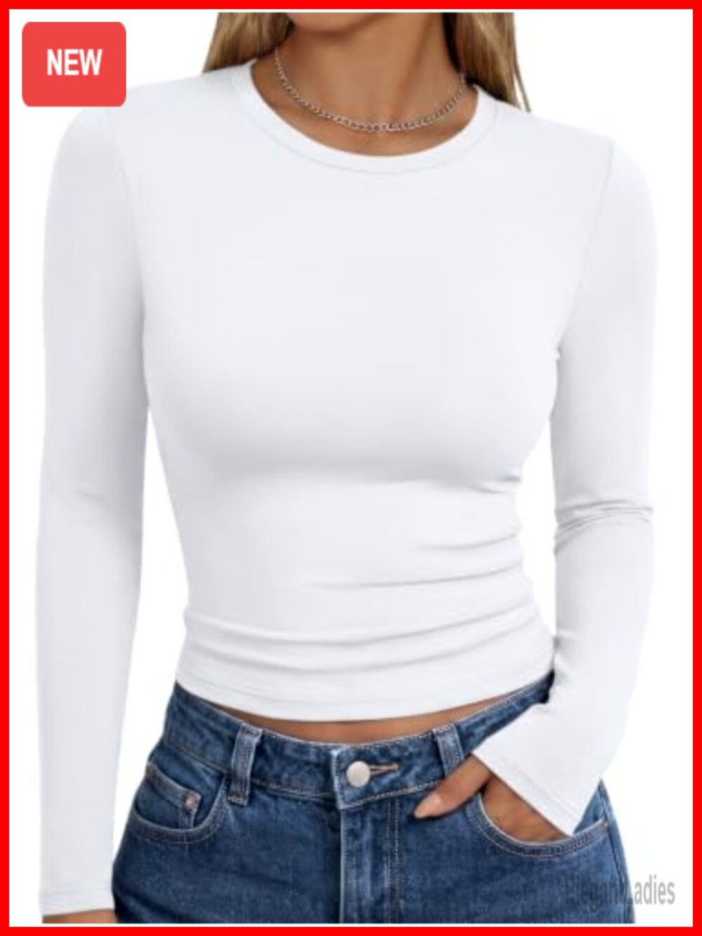 Womens Long Sleeve Crew Neck Slim Fit Crop T Shirt Stretch Polyester Spandex